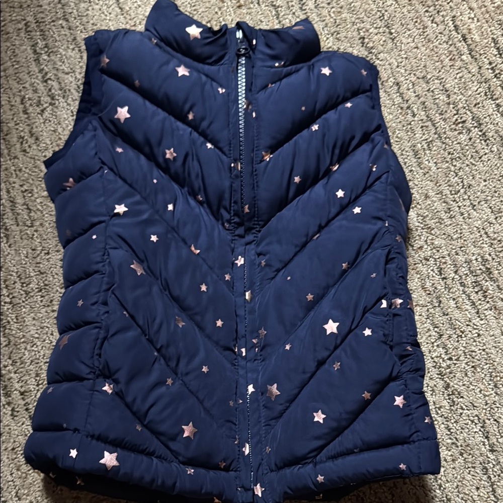 Navy Star-Patterned Puffer Vest